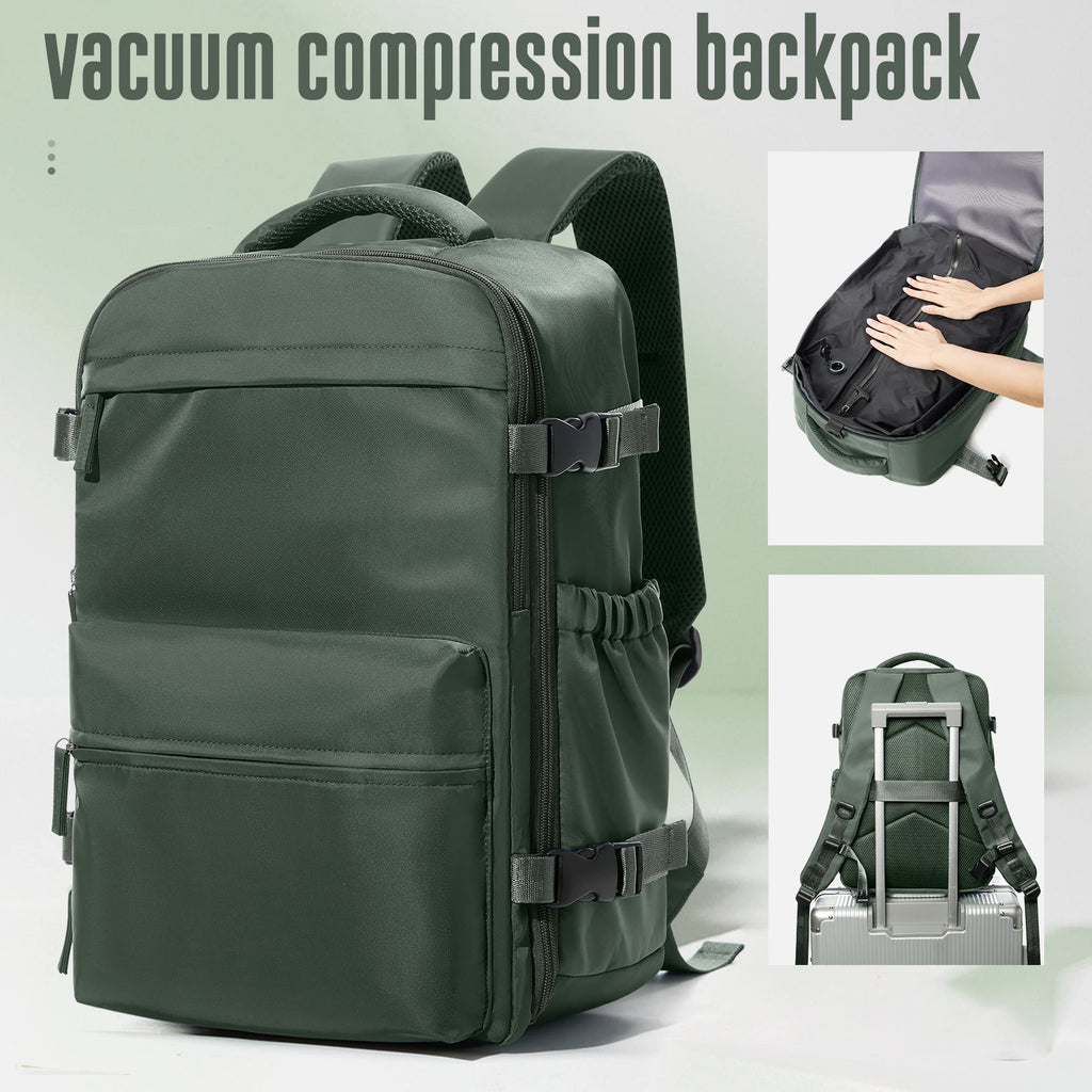 Mochila de viagem a vácuo para homens, mochila de grande capacidade para laptop de negócios, mochila expansível para homens e mulheres, bolsa escolar