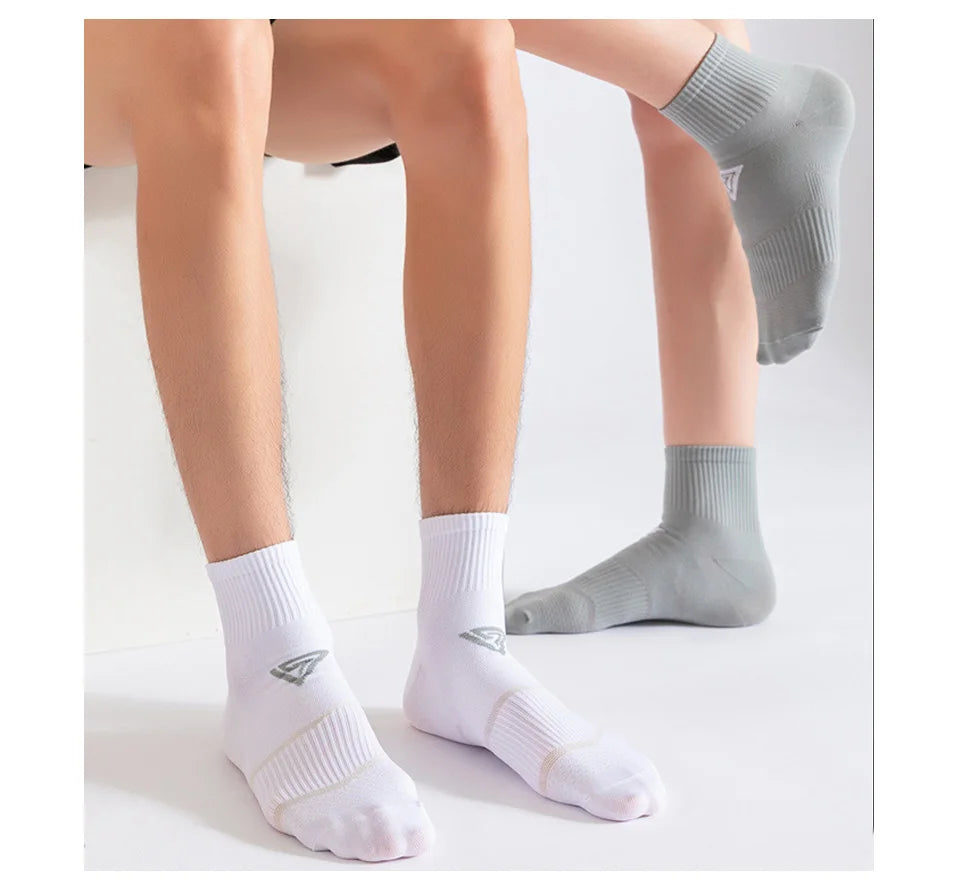 5 pares de meias curtas esportivas masculinas, meias de nylon de cores brilhantes, macias, de secagem rápida, antiderrapantes, para fitness, ciclismo ao ar livre, corrida, viagem