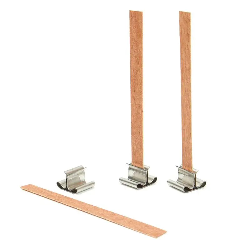 50 Pcs 6mm 8mm 12.5mm 13mm Wood Candle Wicks with Sustainer Tab Candle Wick Core for Candle Making Soy Wax Parffin