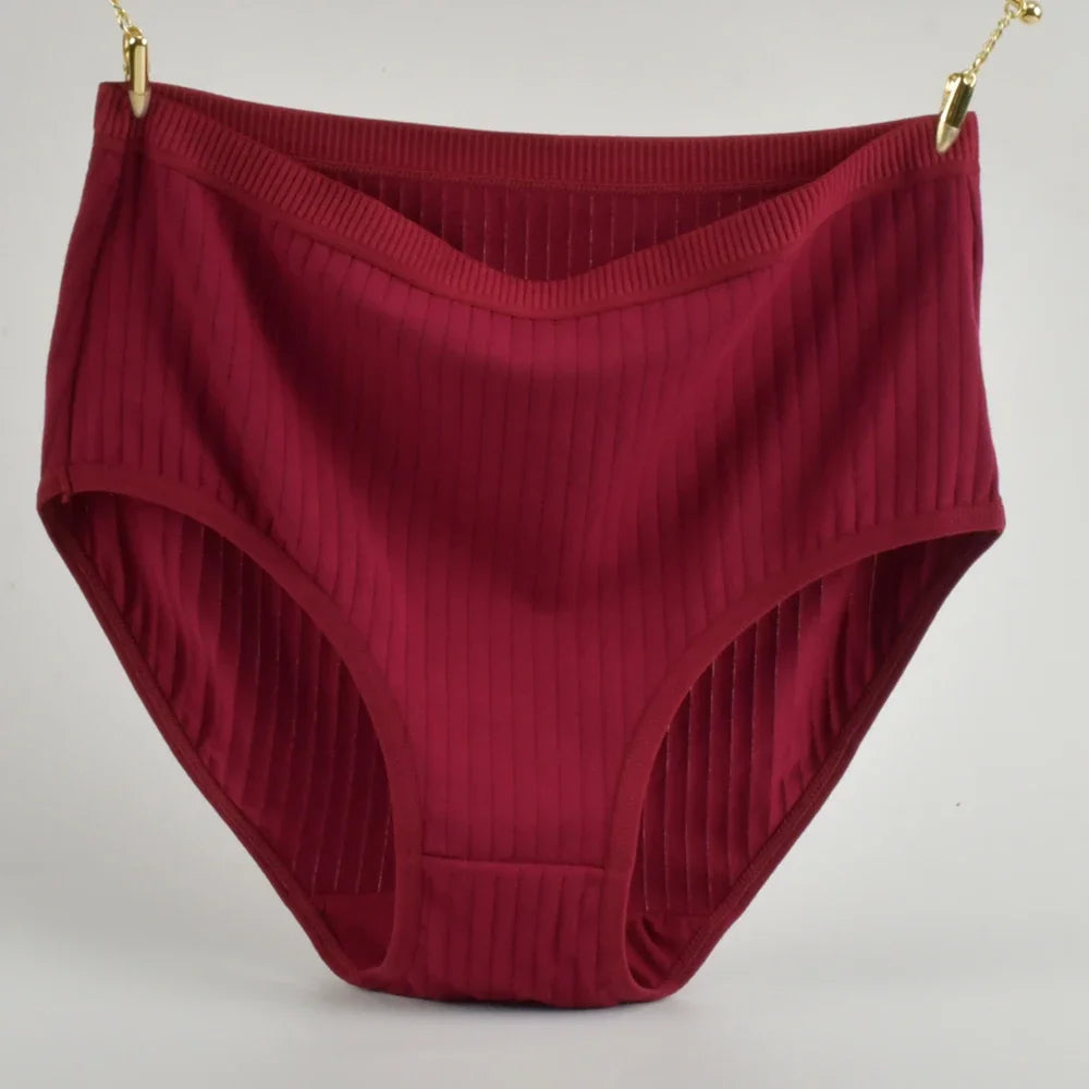 Calcinha de algodão de cintura alta macia roupa interior para mulher respirável plus size mulher briefs lingerie feminina calcinha listrada