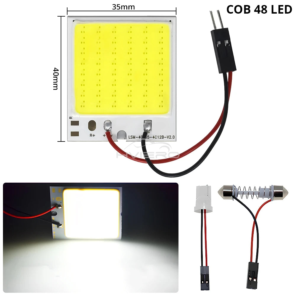 1 unidade Lâmpada LED Automotiva T10 W5W COB 24SMD 36SMD 48SMD para Luz de Posição, Placa, Teto, Leitura e Porta-Malas, Branca