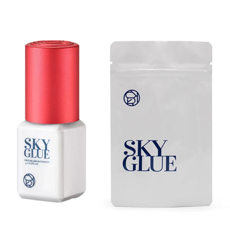 1 garrafa de cola sky para extensões de cílios 5ml original sky s + preto vermelho azul tampa cola de cílios postiços céu td fornecedor de cola transparente