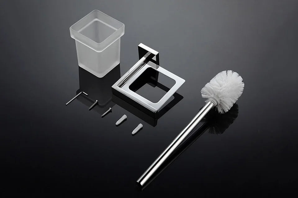 Acessórios de Banheiro em Aço Inoxidável Cromado Polido: Suporte para Toalha, Suporte para Papel Higiênico, Barra para Toalha e Gancho