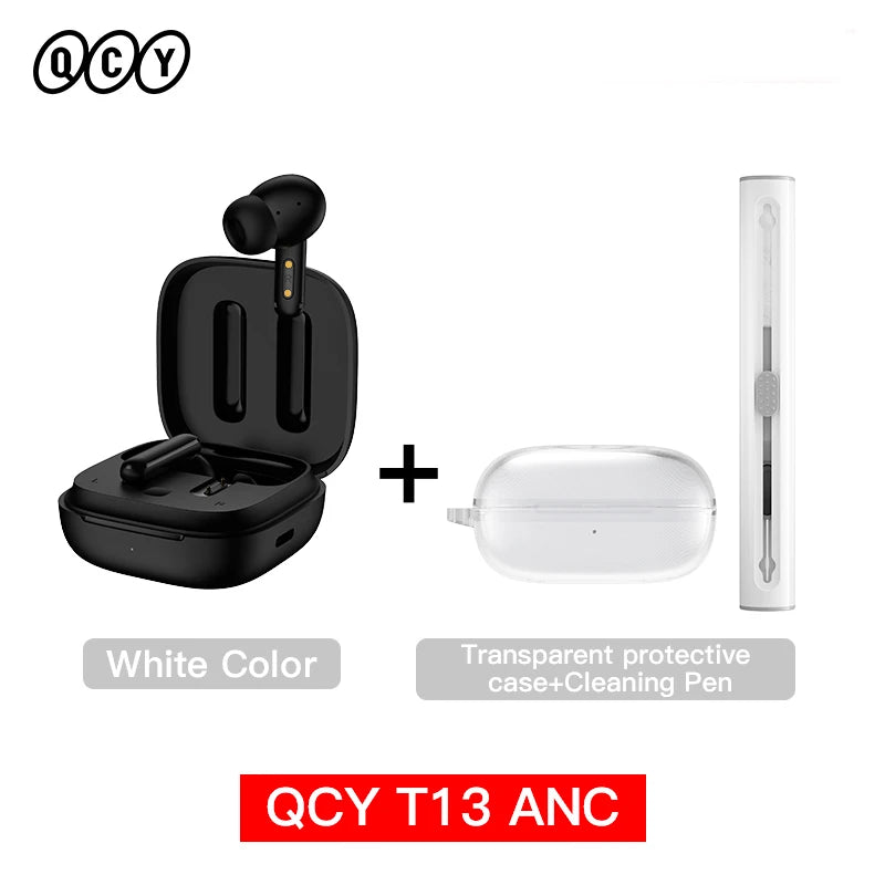 QCY-T13 ANC Fones De Ouvido Sem Fio, Bluetooth 5.3 TWS, ANC, Auscultadores De Cancelamento De Ruído, 4 Microfones ENC Headset, In-Ear, Handfree Earbuds