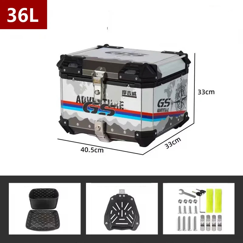 Universal Motocicleta Traseira Trunk Top Casos, Caixa De Alumínio, Bagagem, Mala, Moto Cauda Caixa, 65L, 55L, 45L, 36L