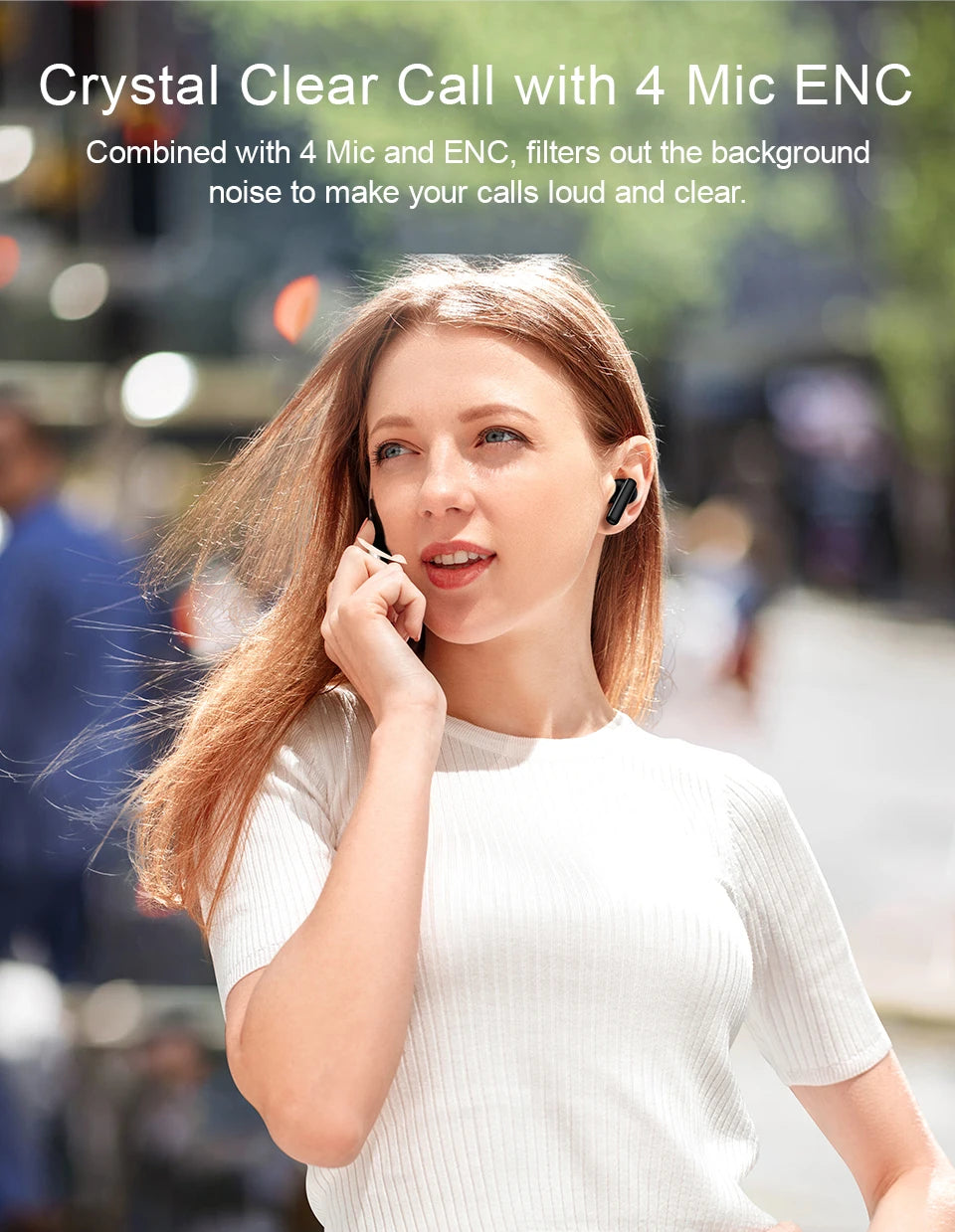 QCY-T13 ANC Fones De Ouvido Sem Fio, Bluetooth 5.3 TWS, ANC, Auscultadores De Cancelamento De Ruído, 4 Microfones ENC Headset, In-Ear, Handfree Earbuds