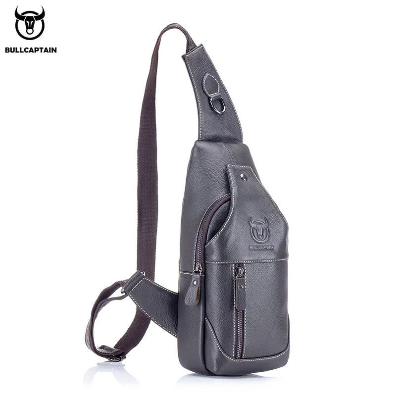 BULLCAPTAIN Sacos De Mensageiro De Couro Saco Casual Dos Homens Para Homens Saco De Peito Marca Designer Multi-Função Fone De Ouvido Jack Pacote De Peito