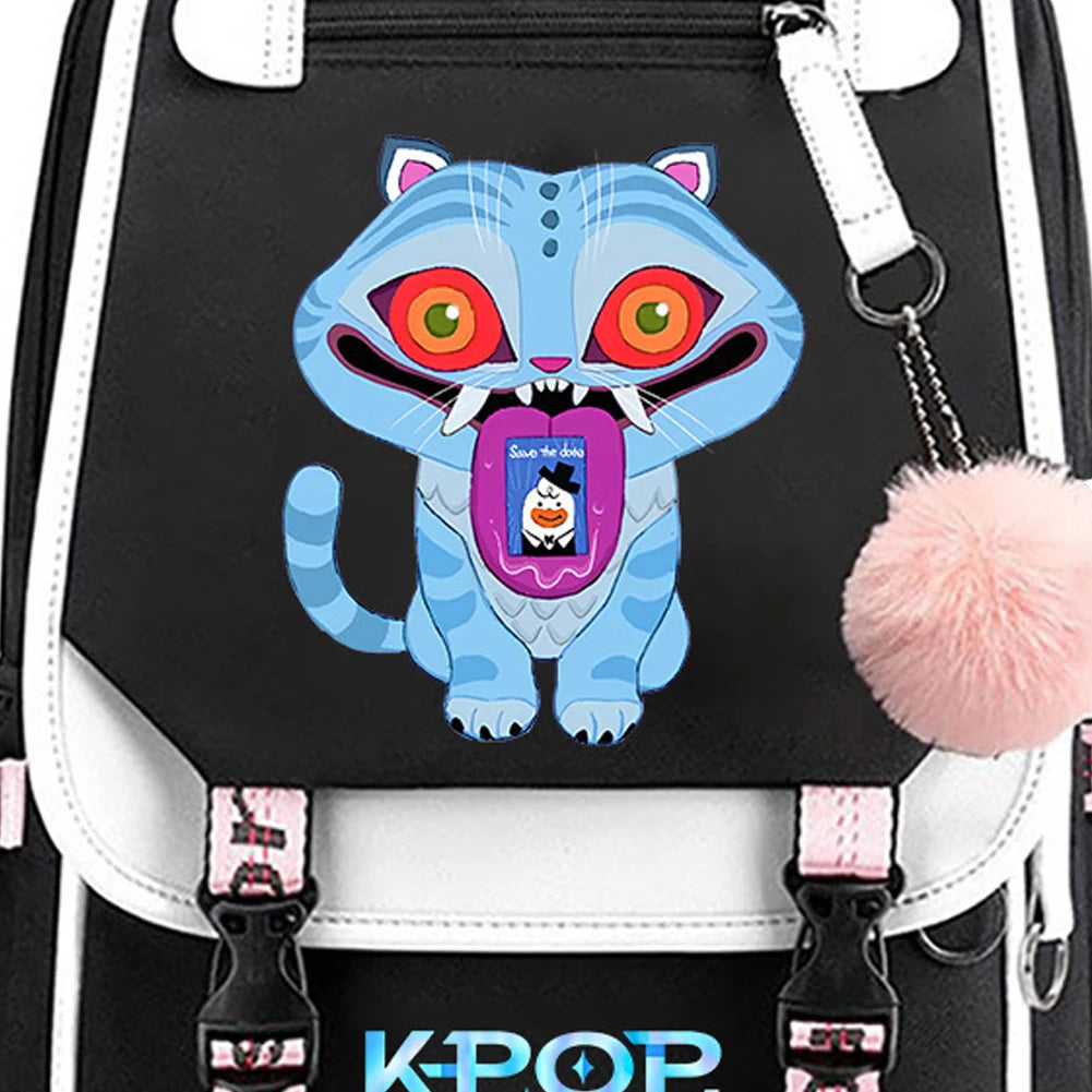 Mochila escolar para estudantes kpop demon hunters, mochila diária 2025 com estampa de filme quente para meninas, bolsa escolar esportiva ao ar livre