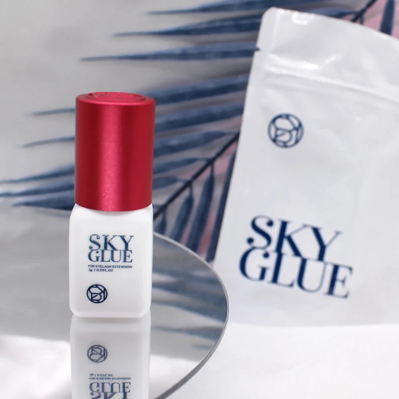 1 garrafa de cola sky para extensões de cílios 5ml original sky s + preto vermelho azul tampa cola de cílios postiços céu td fornecedor de cola transparente