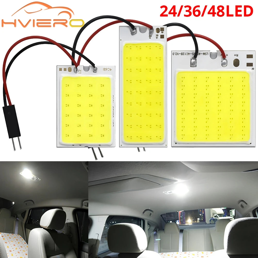 1 unidade Lâmpada LED Automotiva T10 W5W COB 24SMD 36SMD 48SMD para Luz de Posição, Placa, Teto, Leitura e Porta-Malas, Branca