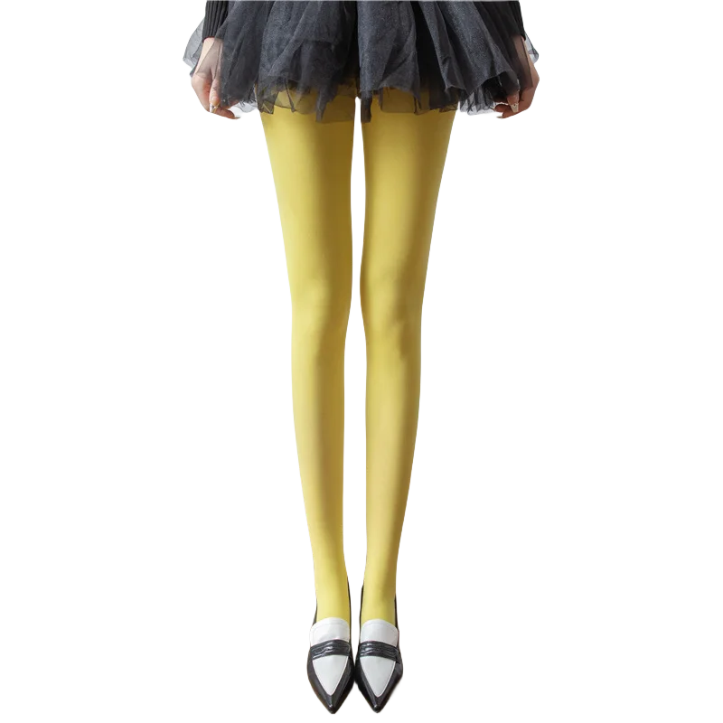 Nova Coleção Primavera 2025: Meias-Calças Femininas de Veludo Opaco 80D, Coloridas e Elásticas, Cores Vibrantes (Dopamine Colors)