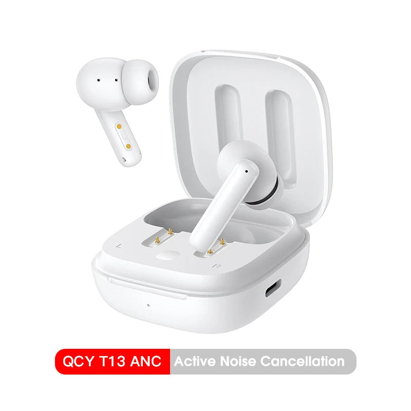 QCY-T13 ANC Fones De Ouvido Sem Fio, Bluetooth 5.3 TWS, ANC, Auscultadores De Cancelamento De Ruído, 4 Microfones ENC Headset, In-Ear, Handfree Earbuds