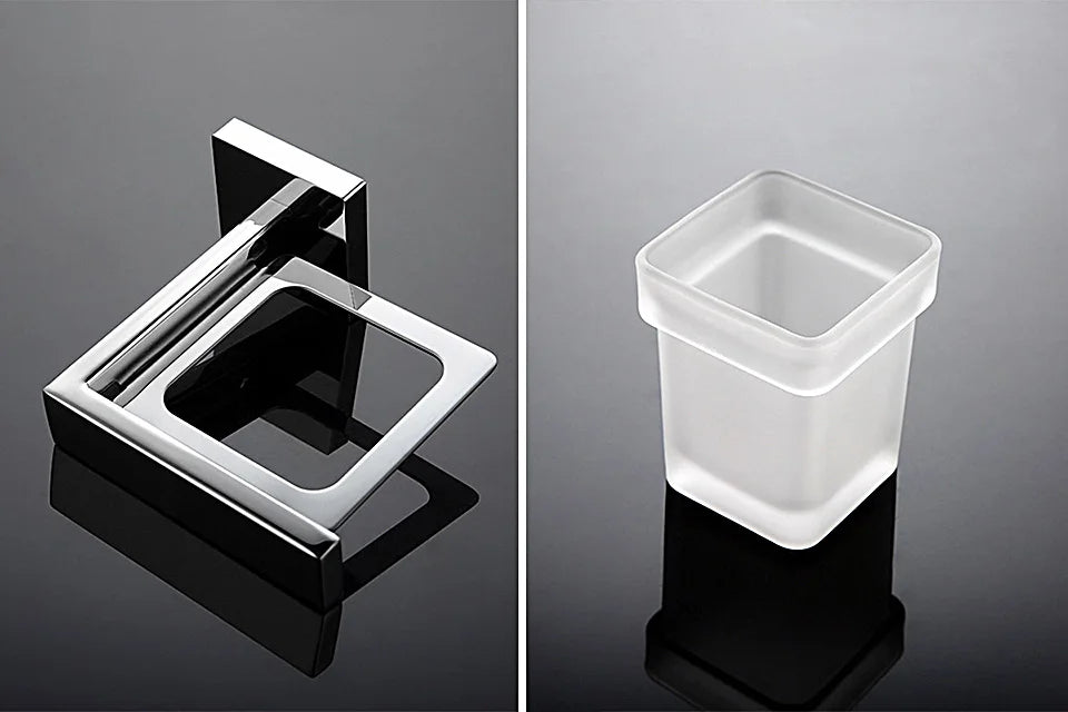 Acessórios de Banheiro em Aço Inoxidável Cromado Polido: Suporte para Toalha, Suporte para Papel Higiênico, Barra para Toalha e Gancho