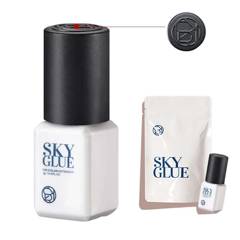 1 garrafa de cola sky para extensões de cílios 5ml original sky s + preto vermelho azul tampa cola de cílios postiços céu td fornecedor de cola transparente