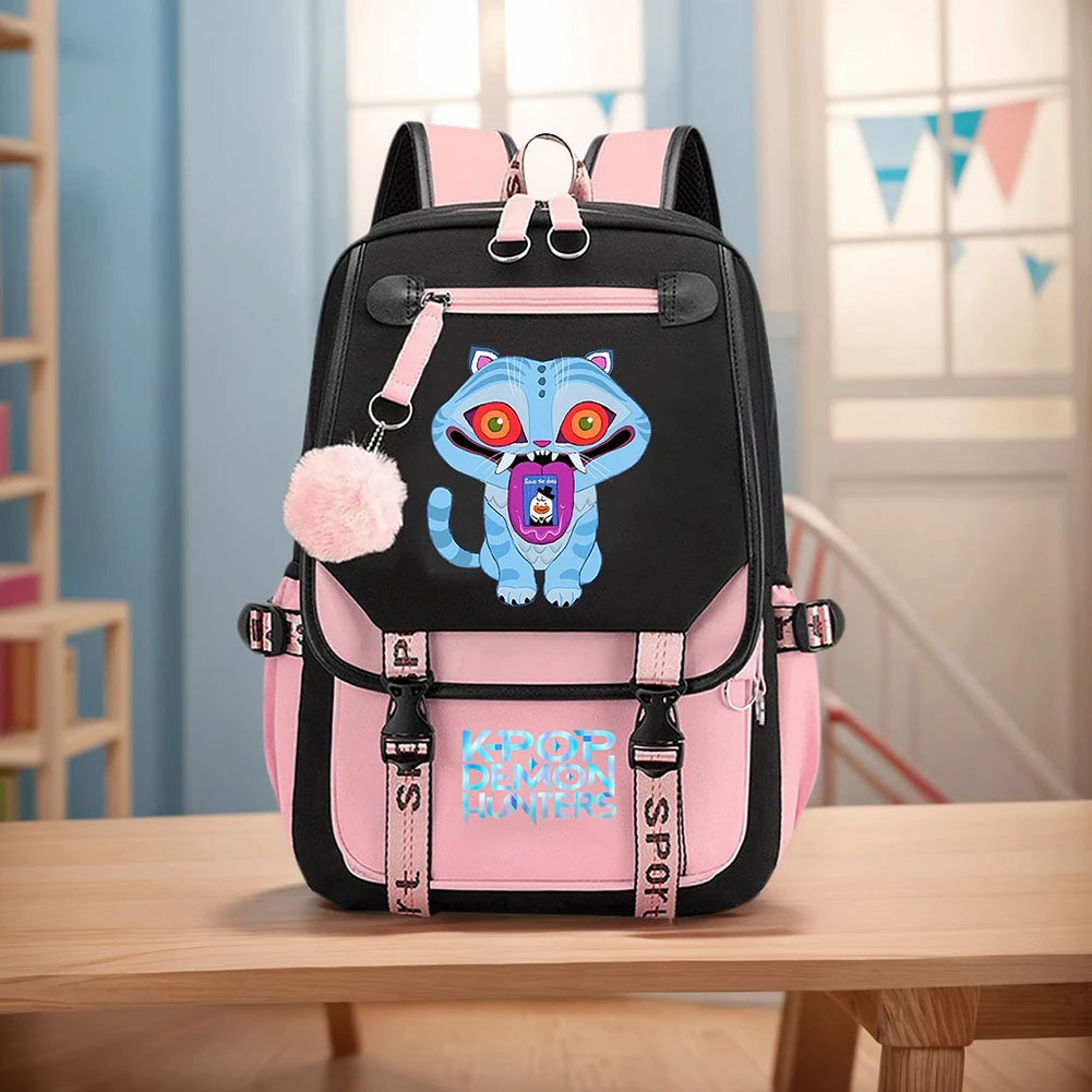 Mochila escolar para estudantes kpop demon hunters, mochila diária 2025 com estampa de filme quente para meninas, bolsa escolar esportiva ao ar livre