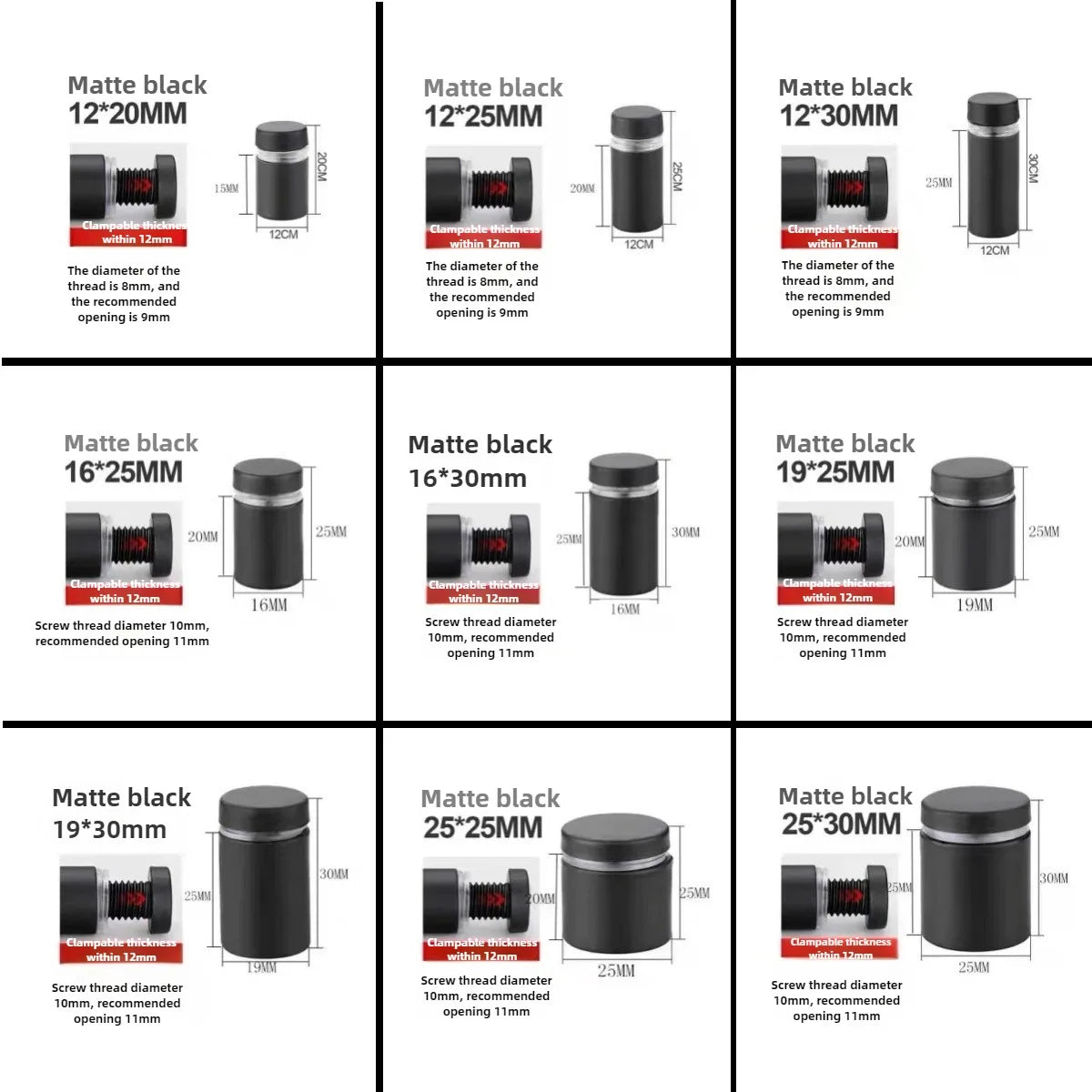 4 pcs 12/16/19/25 acrylic photo frame glass sign standoff nail wall mount holder standoff stainless steel advertising screw fastener