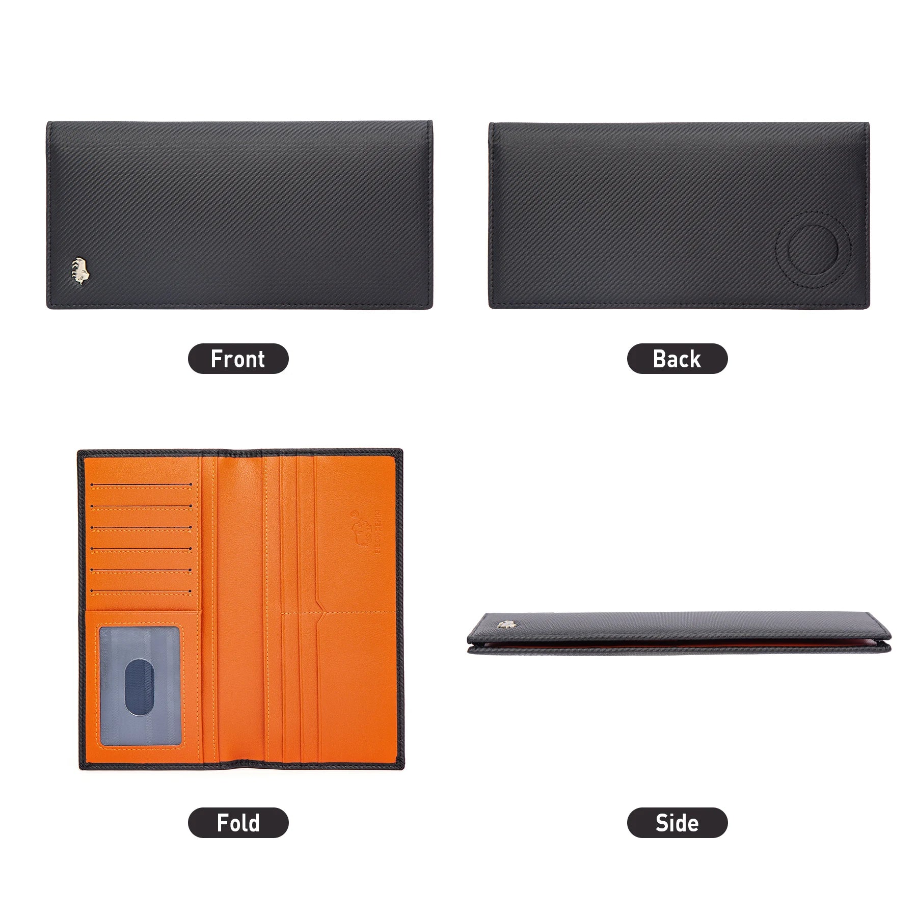 BISON DENIM-Carteira longa de couro genuíno masculina, suporte de cartão fino macio, marca de luxo, bolsa masculina, negócio