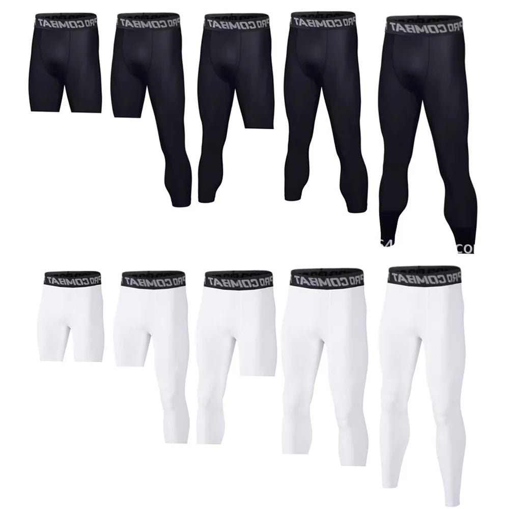 Calças de compressão masculinas calças justas leggings para corrida treinamento esporte fitness secagem rápida ajuste joggings treino shorts ativos