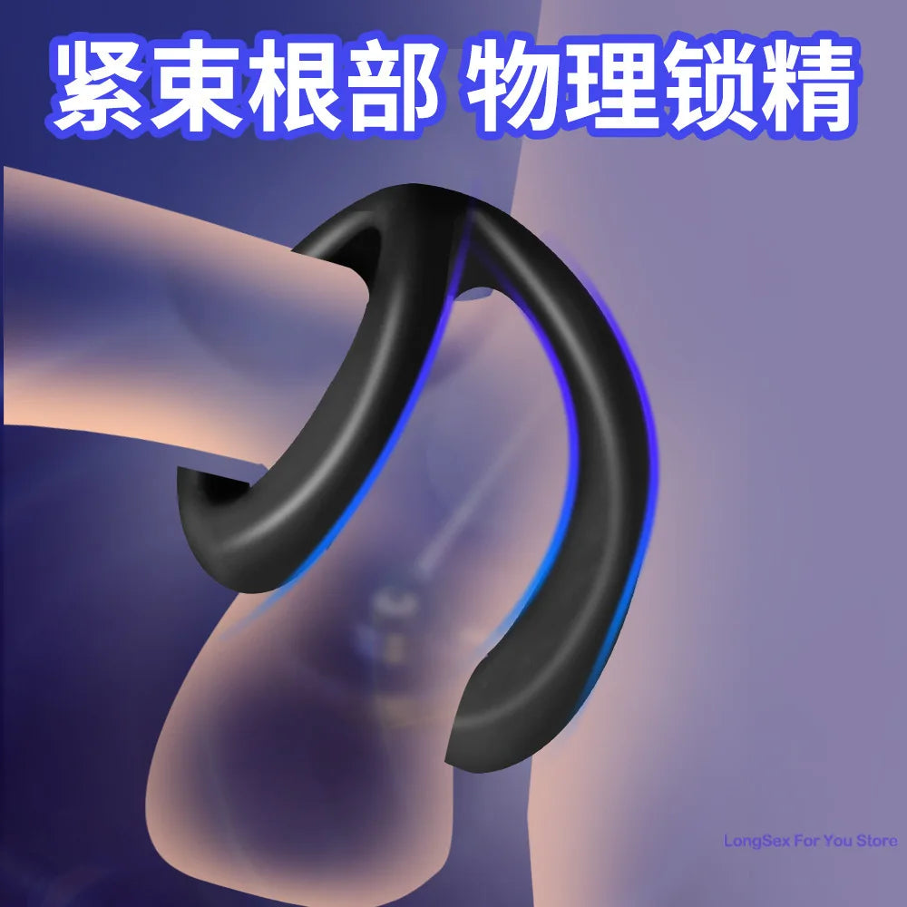 Anel peniano de silicone, brinquedo sexual adulto para homens, ereção reutilizável, anel peniano, atraso na ejaculação, anel de bloqueio de sêmen, loja de produtos sexuais