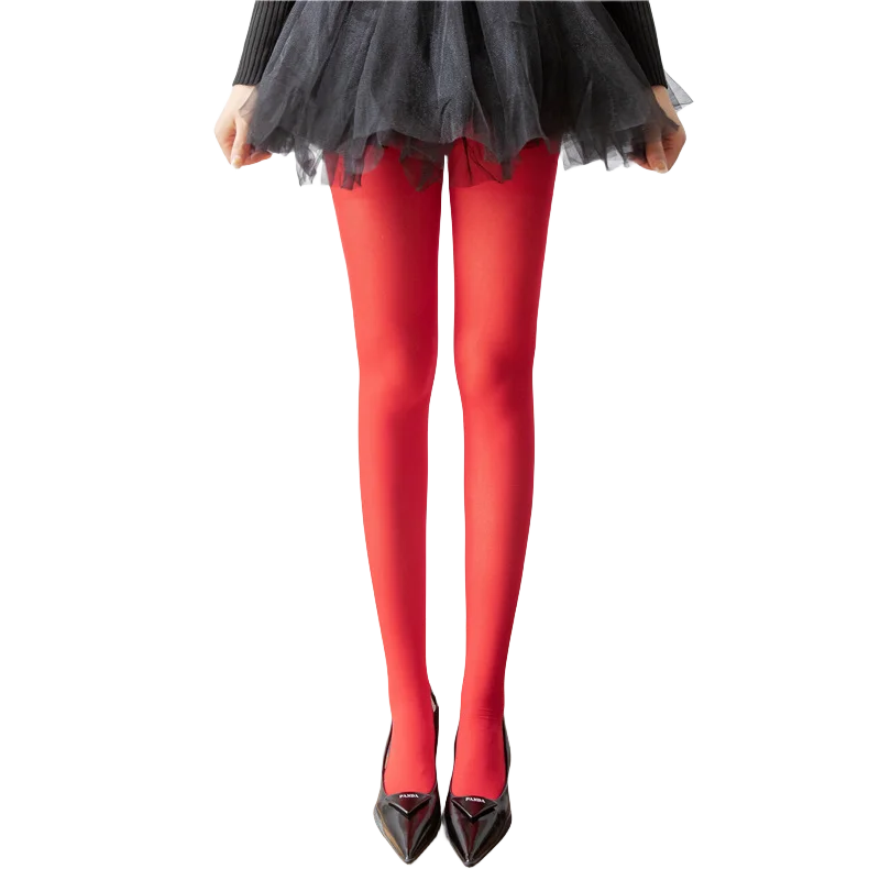 Nova Coleção Primavera 2025: Meias-Calças Femininas de Veludo Opaco 80D, Coloridas e Elásticas, Cores Vibrantes (Dopamine Colors)