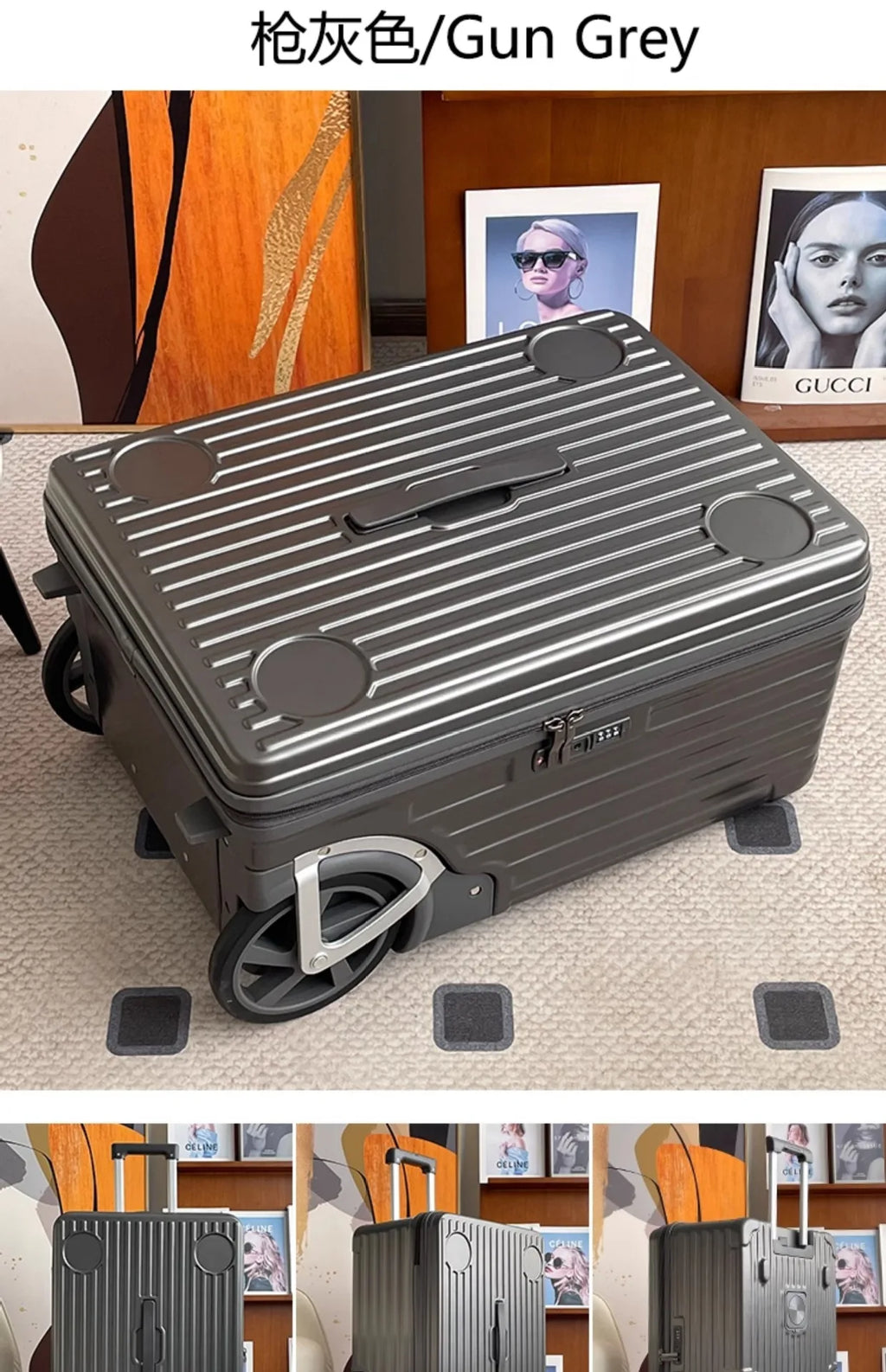 Mala de viagem com abertura lateral para bagagem de mão Mala de viagem com rodas super grandes Mala de mão de 20 polegadas Ij¢عات