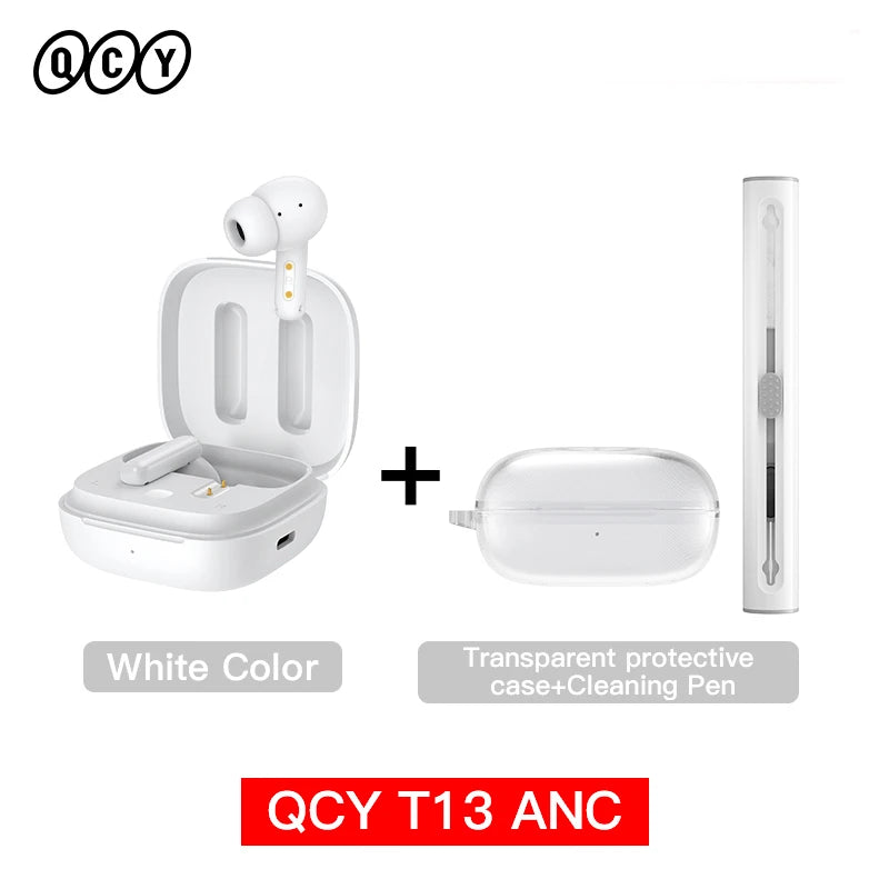 QCY-T13 ANC Fones De Ouvido Sem Fio, Bluetooth 5.3 TWS, ANC, Auscultadores De Cancelamento De Ruído, 4 Microfones ENC Headset, In-Ear, Handfree Earbuds