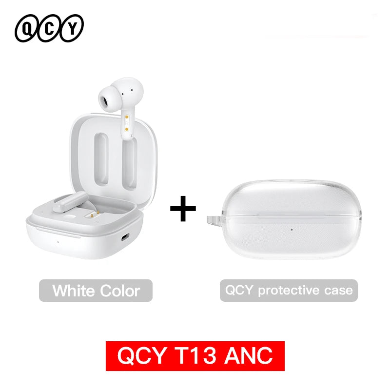 QCY-T13 ANC Fones De Ouvido Sem Fio, Bluetooth 5.3 TWS, ANC, Auscultadores De Cancelamento De Ruído, 4 Microfones ENC Headset, In-Ear, Handfree Earbuds