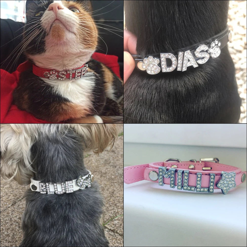 Coleira de cachorro com strass brilhante, coleira personalizada para cães pequenos chihuahua, nome grátis, acessórios para animais de estimação