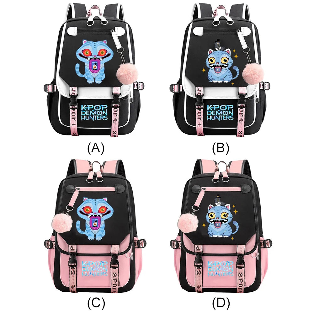 Mochila escolar para estudantes kpop demon hunters, mochila diária 2025 com estampa de filme quente para meninas, bolsa escolar esportiva ao ar livre