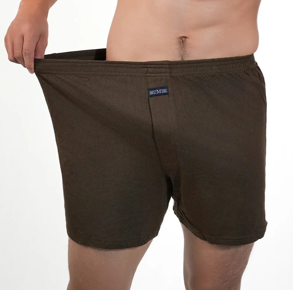 Homens puro algodão boxer shorts homem cintura alta grande roupa interior casual sólida cuecas plus size alo calças pijama boxers M-3XL 2025