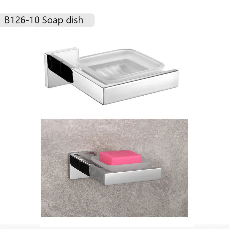 Acessórios de Banheiro em Aço Inoxidável Cromado Polido: Suporte para Toalha, Suporte para Papel Higiênico, Barra para Toalha e Gancho