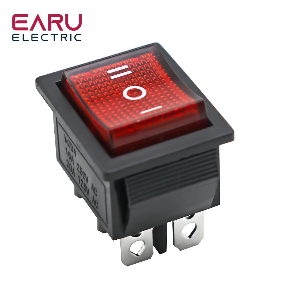 1pc diy interruptor de alimentação barco 3 posição 6pin botão travamento com luz da lâmpada kcd4 16a 250vac/20a 125vac on-off-on