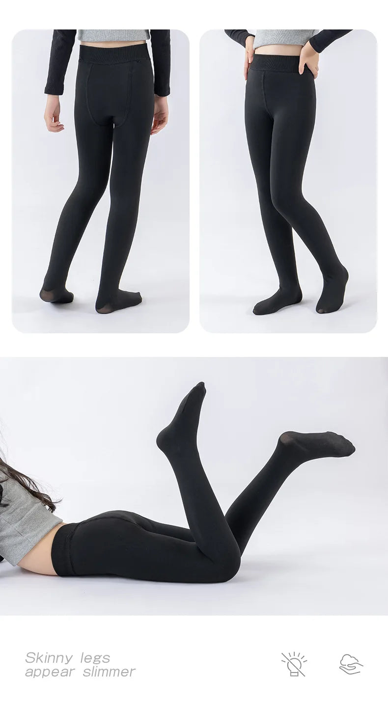 Alta qualidade inverno pele meninas leggings grosso veludo crianças calças quentes cintura elástica algodão crianças meninas pantalone