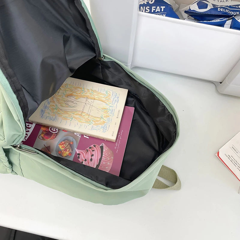 Mochila casual simples de cor sólida, leve e para estudantes do ensino médio, mochila multifuncional adequada para viagens, escola