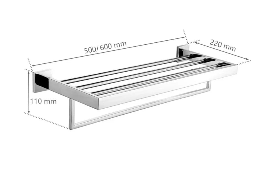 Acessórios de Banheiro em Aço Inoxidável Cromado Polido: Suporte para Toalha, Suporte para Papel Higiênico, Barra para Toalha e Gancho