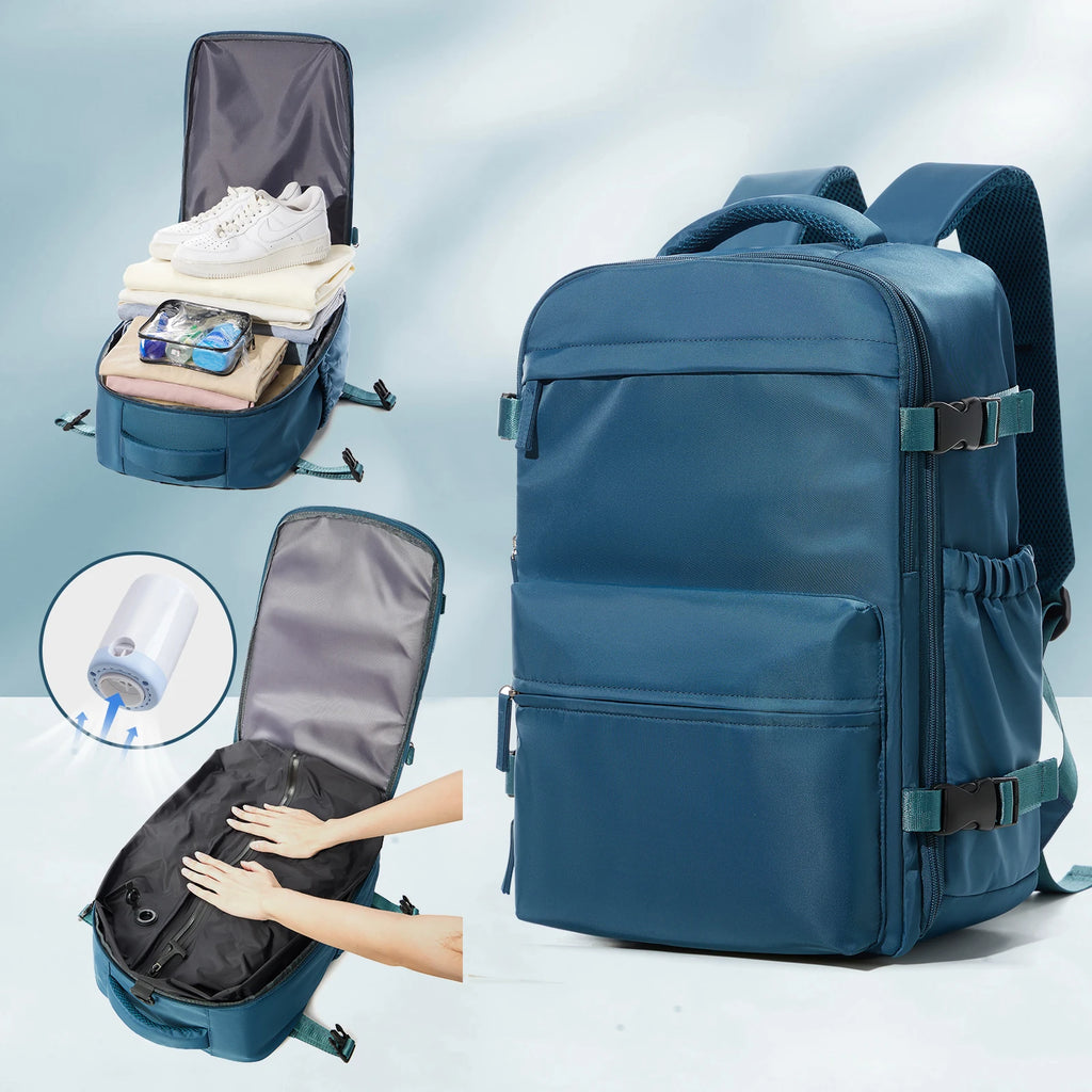 Mochila de viagem a vácuo para homens, mochila de grande capacidade para laptop de negócios, mochila expansível para homens e mulheres, bolsa escolar