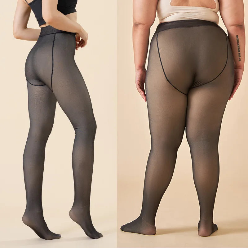 Meias térmicas grossas mulheres inverno quente sexy translúcido meia-calça leggings feminino cintura alta elástica magro meia-calça
