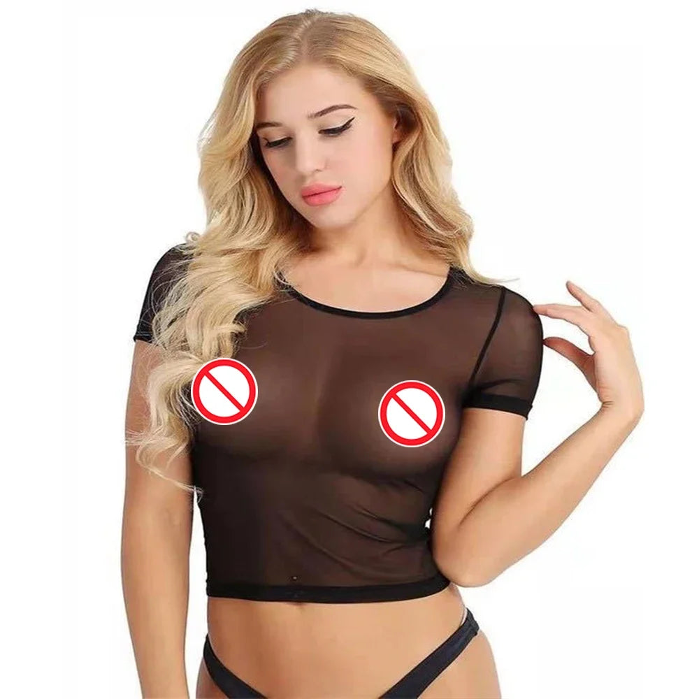Sexy senhoras roupa interior malha pura topo preto e branco curto transparente corpo moldar roupa interior sexy camiseta interna boate tendência