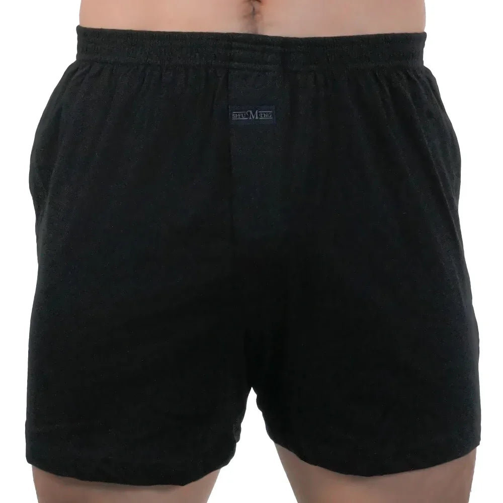 Homens puro algodão boxer shorts homem cintura alta grande roupa interior casual sólida cuecas plus size alo calças pijama boxers M-3XL 2025