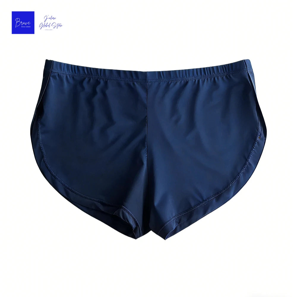 Cuecas Boxer Masculinas Sexy de Seda Gelada com Abertura Lateral, Secagem Rápida, Respiráveis, Esportivas, de Cintura Baixa, para Corrida e Lazer