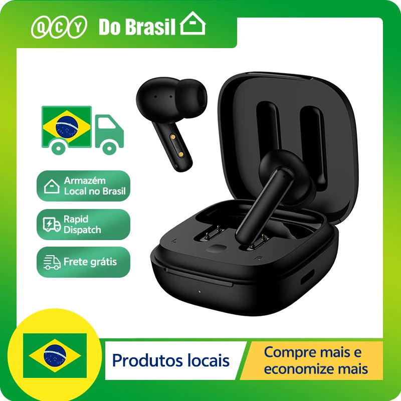 QCY-T13 ANC Fones De Ouvido Sem Fio, Bluetooth 5.3 TWS, ANC, Auscultadores De Cancelamento De Ruído, 4 Microfones ENC Headset, In-Ear, Handfree Earbuds