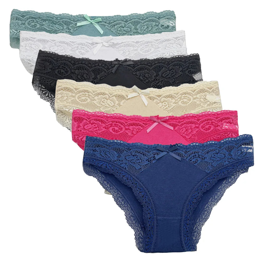 5 pçs/set nova chegada baixa ascensão senhoras sexy calcinha de renda calcinha para mulheres lingerie cuecas de algodão