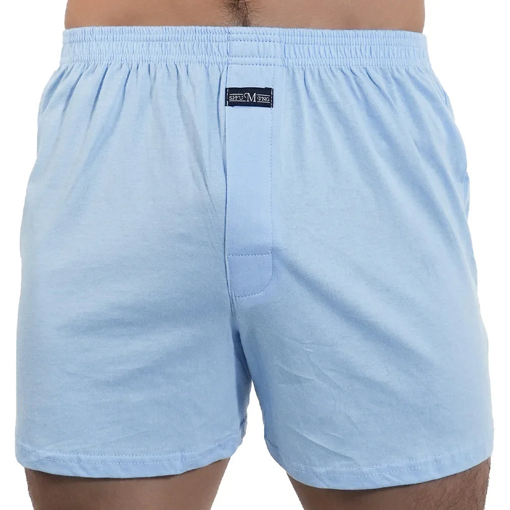 Homens puro algodão boxer shorts homem cintura alta grande roupa interior casual sólida cuecas plus size alo calças pijama boxers M-3XL 2025
