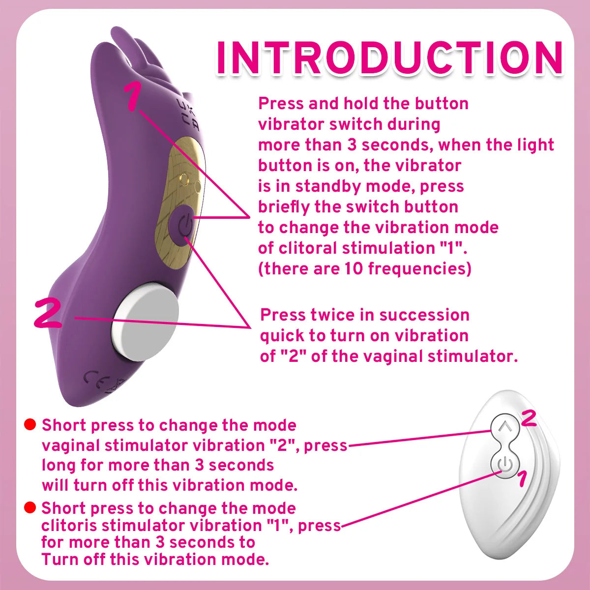 Vibrador Borboleta para Mulheres Adultas, Brinquedo Sexual com Controle Remoto, Estimulador Clitoriano Mini Vestível, Vibrador Sexy para Loja de Sex Shop