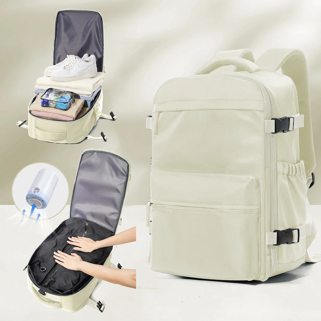 Mochila de viagem a vácuo para homens, mochila de grande capacidade para laptop de negócios, mochila expansível para homens e mulheres, bolsa escolar