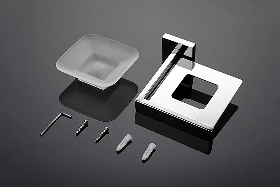 Acessórios de Banheiro em Aço Inoxidável Cromado Polido: Suporte para Toalha, Suporte para Papel Higiênico, Barra para Toalha e Gancho