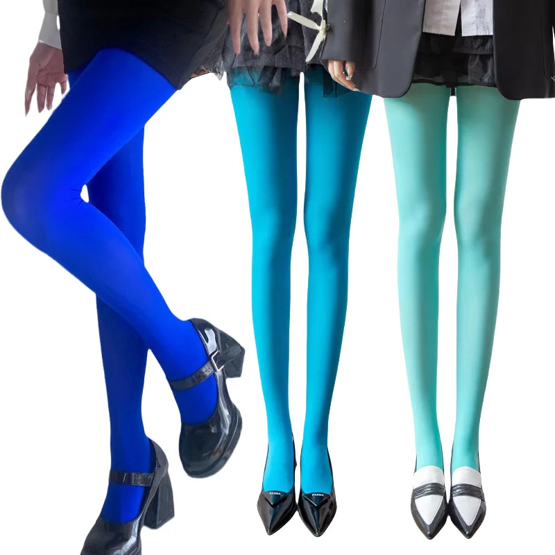 Nova Coleção Primavera 2025: Meias-Calças Femininas de Veludo Opaco 80D, Coloridas e Elásticas, Cores Vibrantes (Dopamine Colors)