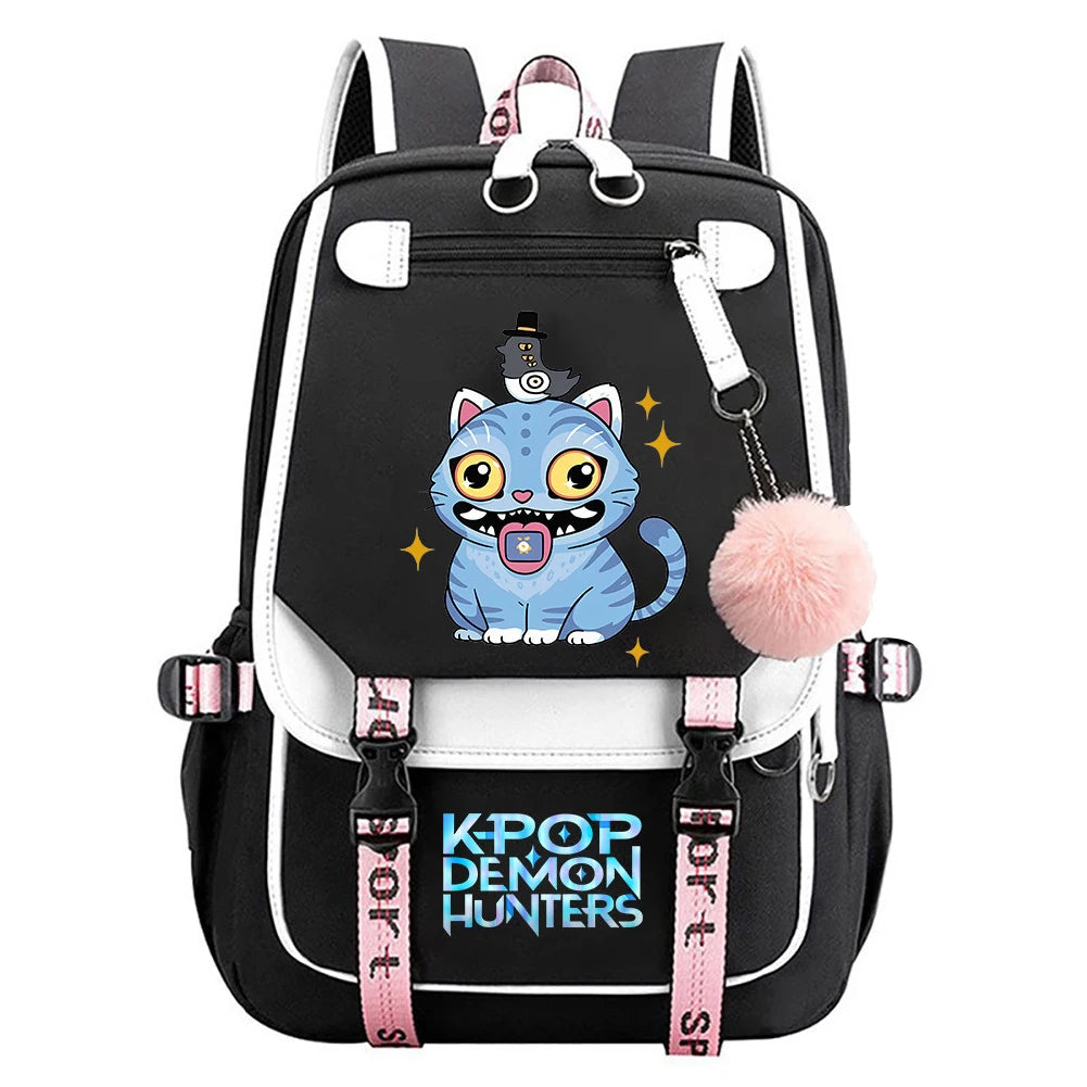 Mochila escolar para estudantes kpop demon hunters, mochila diária 2025 com estampa de filme quente para meninas, bolsa escolar esportiva ao ar livre
