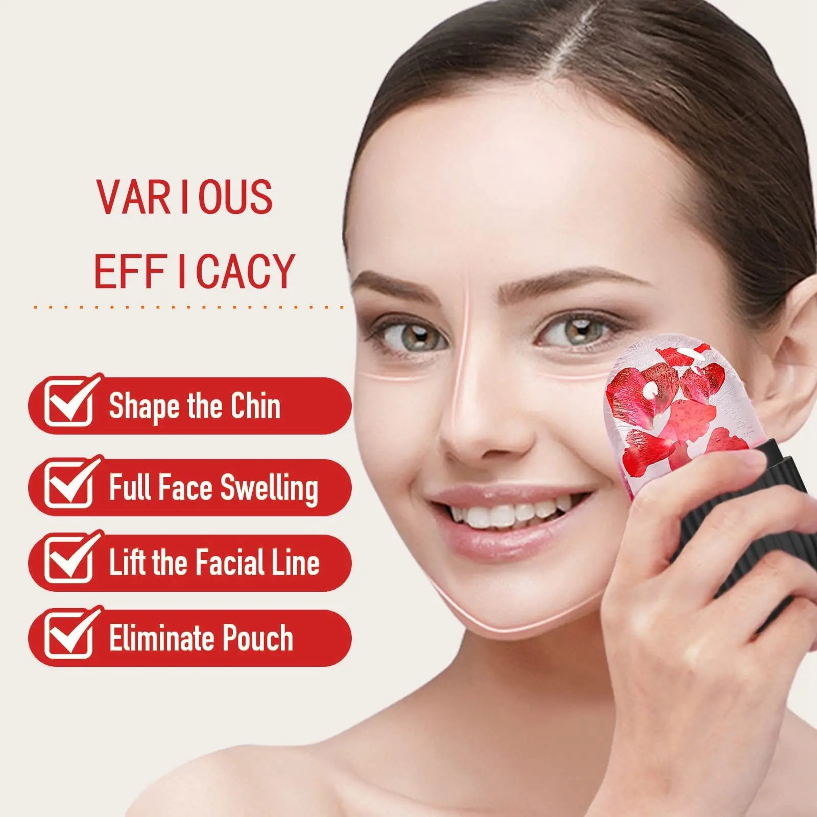 Conjunto de Rolos Faciais de Gelo, Ferramenta de Massagem Gua Sha para Contorno e Lifting Facial