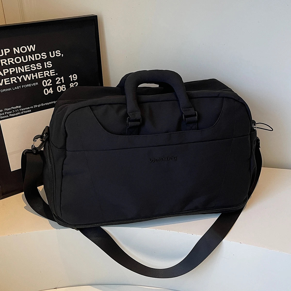 Bolsa de viagem portátil expansível para homens e mulheres, bolsa de bagagem leve de curta distância e grande capacidade, mala de viagem fitness com bolsa adicional e compartimento para sapatos